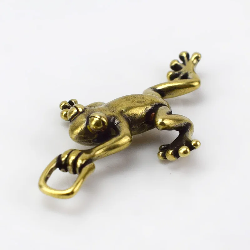 frog 2 шт экологически чистые Ретро Твердые Латунные лягушки крючки для ключей кошелек цепь пряжка ремня для женщин мужчин брелок кулон подарок на Рождество - Цвет: frog