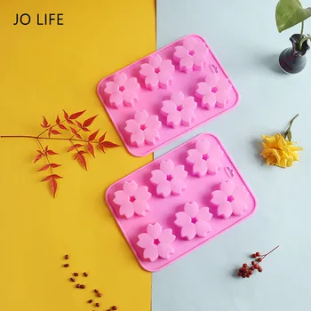 

JO LIFE 1PC Handmade 6 Cavity Flowers Chocolate Soap Mold Cherry Blossom Shape Silicone Cake Mold