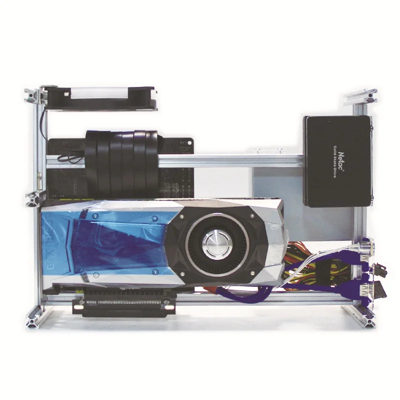 ITX чехол с открытым алюминиевым каркасом DIY маленький для компьютера водяным