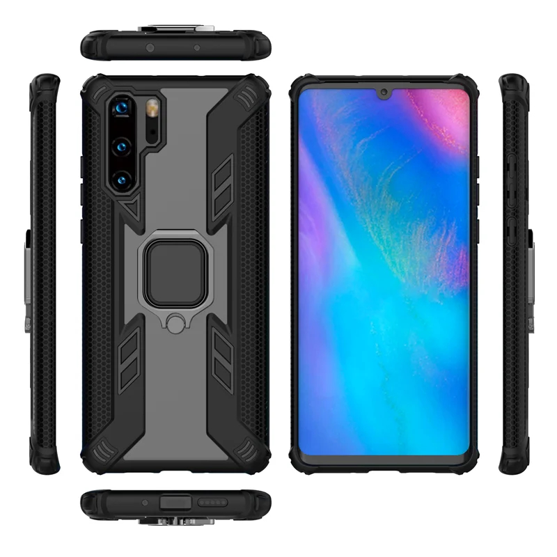 

Case For Huawei Mate 20 X P30 Pro Metal Ring Car Stand Silicone Case For Huawei P30 Lite Invisible Magnetic Support Ring Case 8X
