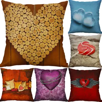 

18'' Heart Pattern Cotton Linen Cushion Cover Pillow case Sofa Home Decor