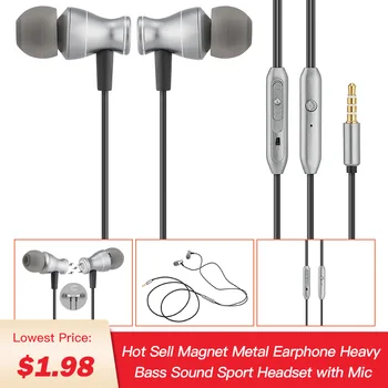 

Geartronics Magnet Metal Earphone Heavy Bass Sound Anti-Sweat Sport Headset with Mic Handsfree Earbuds for iPhone Samsung Xiaomi