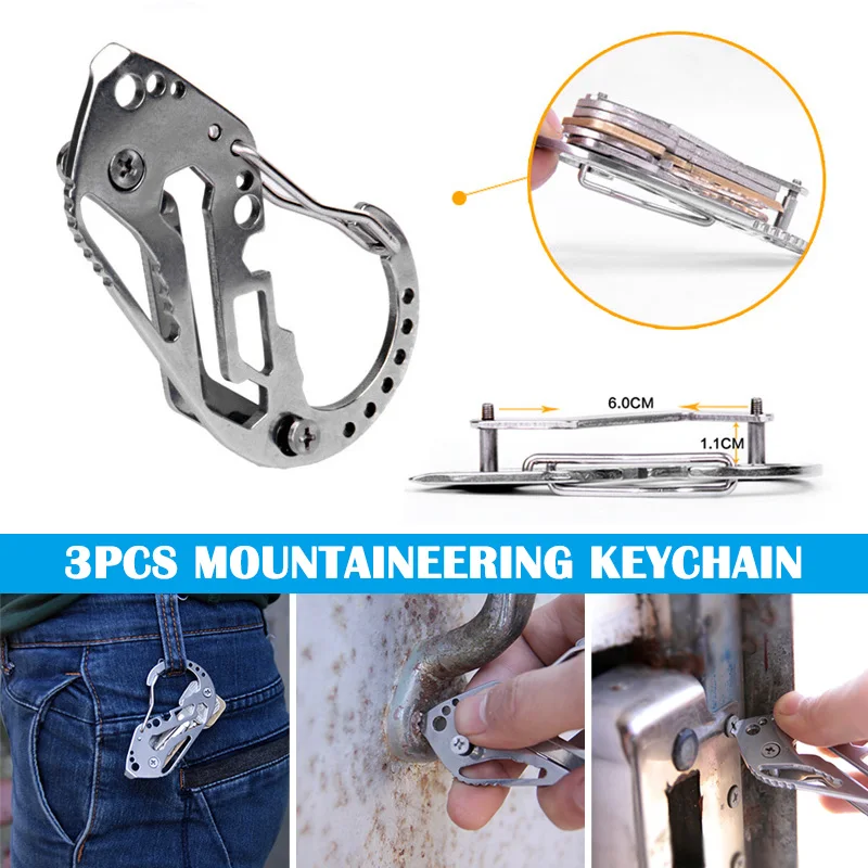 

3PCS Outdoor Multifunctional Mini Tools Carabiner Screwdriver Wrench Keychain XR-Hot