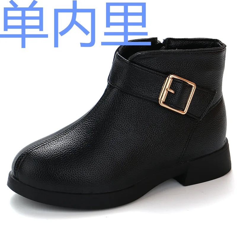 black single boot Детские резиновые сапоги; Детские теплые ботиночки Martin для девочек; зимняя повседневная обувь для малышей; детские зимние ботинки; зимние ботинки для малышей - Цвет: black single boot