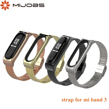 

Mijobs for Mi Band 4 3 Metal Wrist Strap Screwless Stainless Steel Wristbands Replace Acessories for Xiaomi Mi Band 4 3 Bracelet