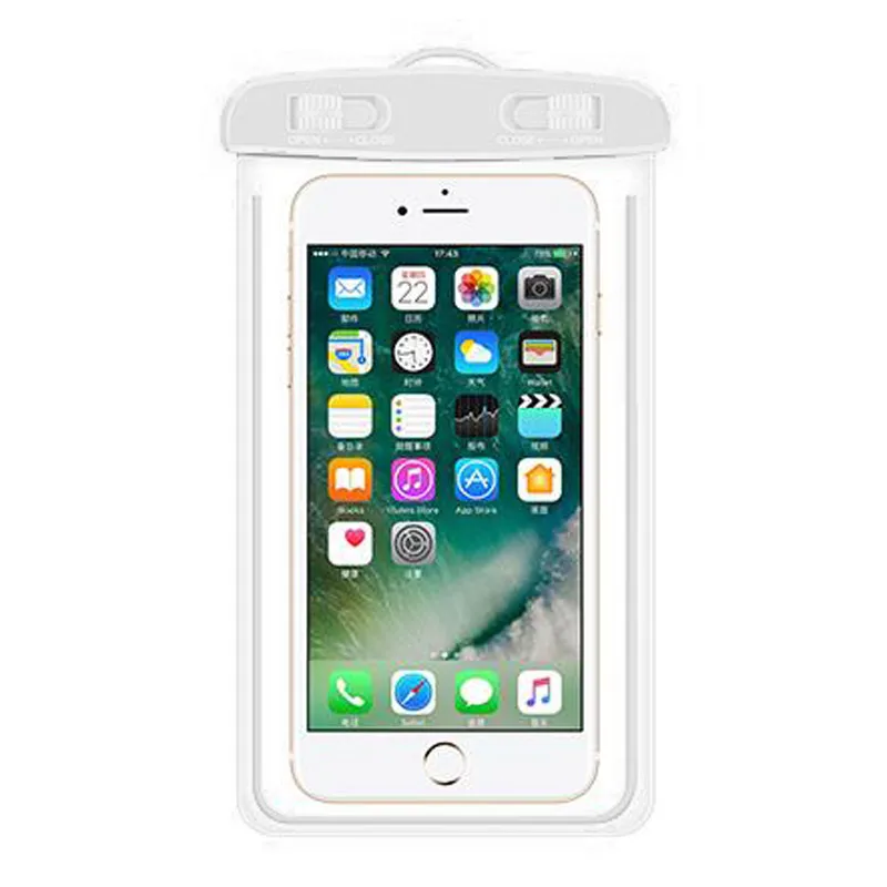 Универсальный плавательный водонепроницаемый чехол для телефона флуоресцентный для iPhone 6 7 8 plus для xiaomi Мобильный водонепроницаемый чехол сумка - Цвет: Прозрачный