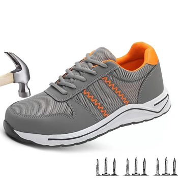 

Men's Safety Shoes Steel Head Work Boots Ladies Lightweight Breathable Men's Sports Shoes Electrician Construction Work Shoes