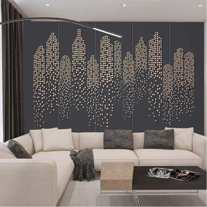 Nordic 3D Three-Dimensional City Building High-Rise Square Mural Modern Living Room Bedroom Sofa Background Wallpaper Wall Cover geeetech a10t fdm three extruders color mixed diy kit 3d printer integrated building base large printing range 220x220x250mm