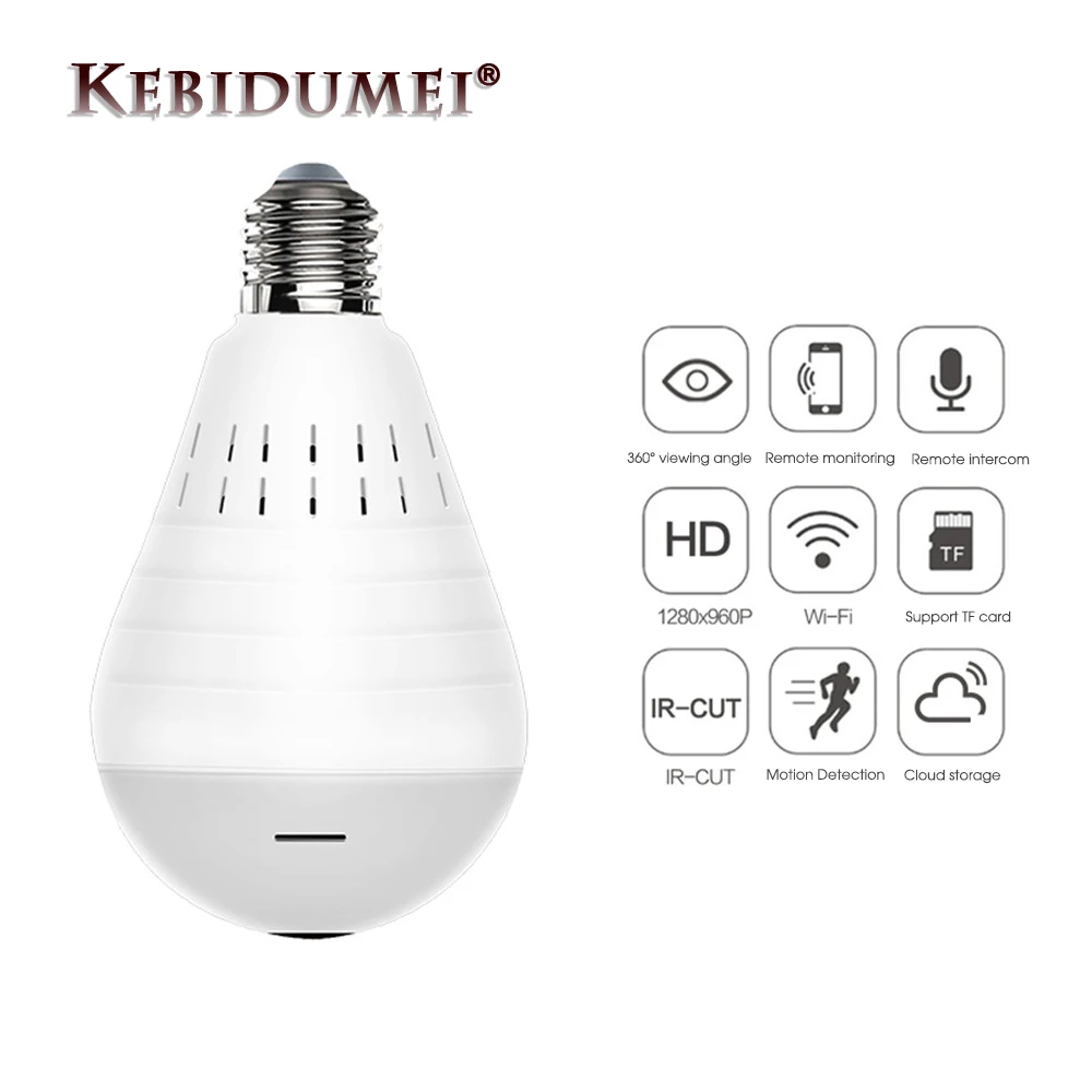 

New 360 Degree Wireless 1080P IP Camera Fisheye Panoramic Surveillance Security Camera Wifi Night Vision Bulb Lamp CCTV Camera