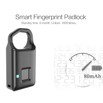 

Smart Fingerprint Padlock Anti-Theft Keyless Padlock Door Luggage Case Lock USB Charging Cabinet Backpack Home Security