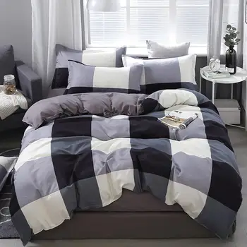 

3/4pcs Bedding set Plaid Grid Soft Home duvet cover set Avocado Twin Full Queen King Size Quilt cover Bed Sheet Pillowcases