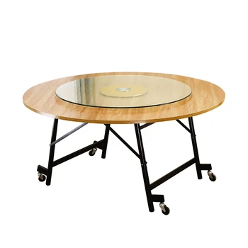 

Simple household folding large round table 10 people dormitory dining table simple table hotel turntable round table
