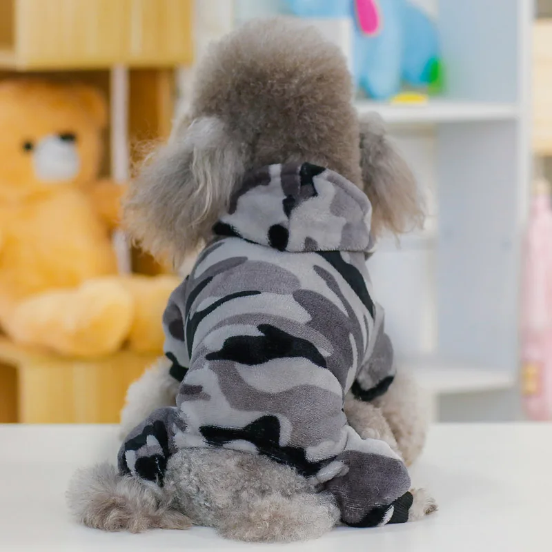 Камуфляжная одежда для маленьких собак Зимний комбинезон для собаки флисовое пальто для собаки теплое кошачья одежда Shih Tzu jorkie зимняя одежда для домашних животных для собак кошек - Цвет: Gray