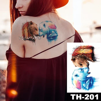 

Waterproof Temporary Tattoo Sticker Polar bear and forest bear pattern animals Water Transfer body art flash fake tatoo