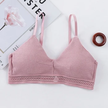 

Sports Bra Hollow Out Hem Bras Sexy Soft Skin-friendly Wire Free Bra For Women Solid Color Underwear Intimate Sexy Bra