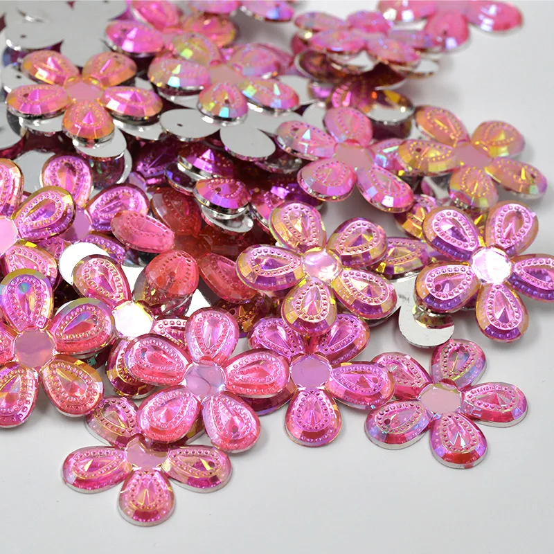 30mm-Big-Size-Sewing-Rose-AB-Flowers-Acrylic-Rhinestones-Flatback-Gems-Sew-On-Strass-Mix-Color