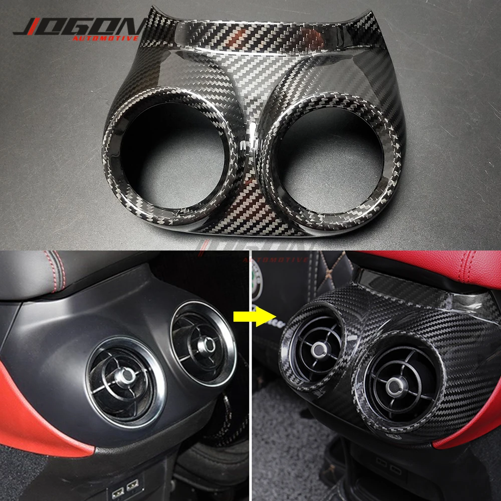 Real Carbon Fiber For Alfa Romeo Stelvio 949 2017 - 2020 Car Interior Armrest Rear Seat Air Condition AC Vent Cover Trim Molding
