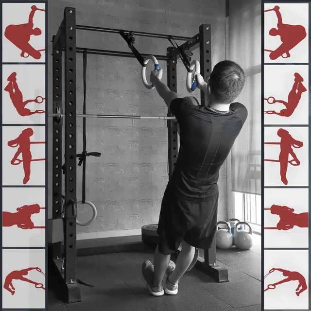 Anelli Da Ginnastica In Legno Zingtto - Con Cinghie Regolabili Numerate, Per Allenamento A Casa (2.8 O 3.2 Cm) - Foto 4