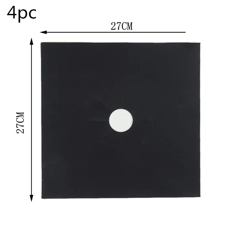 4pcs black Кухонные принадлежности, газовые протекторы для плиты, многоразовые Кухонные гаджеты, газовая плита, крышка горелки, коврик для газовой плиты, инструменты для защиты от травм - Цвет: 4pcs black