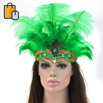 

Women Halloween Xmas Festival Vacation Night Club Cocktail Carnival Party Belly Dance Show Headdress Feather Headwear Costume