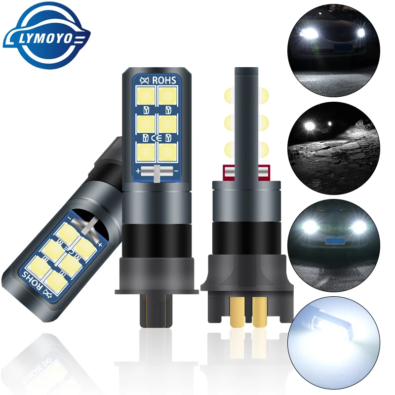 Bombillas LED para intermitente de coche, luces diurnas impermeables, CANBUS, PW24W, PWY24W, 3030 LED, 12SMD, para Audi, BMW, Volkswagen, DRL, 2 piezas