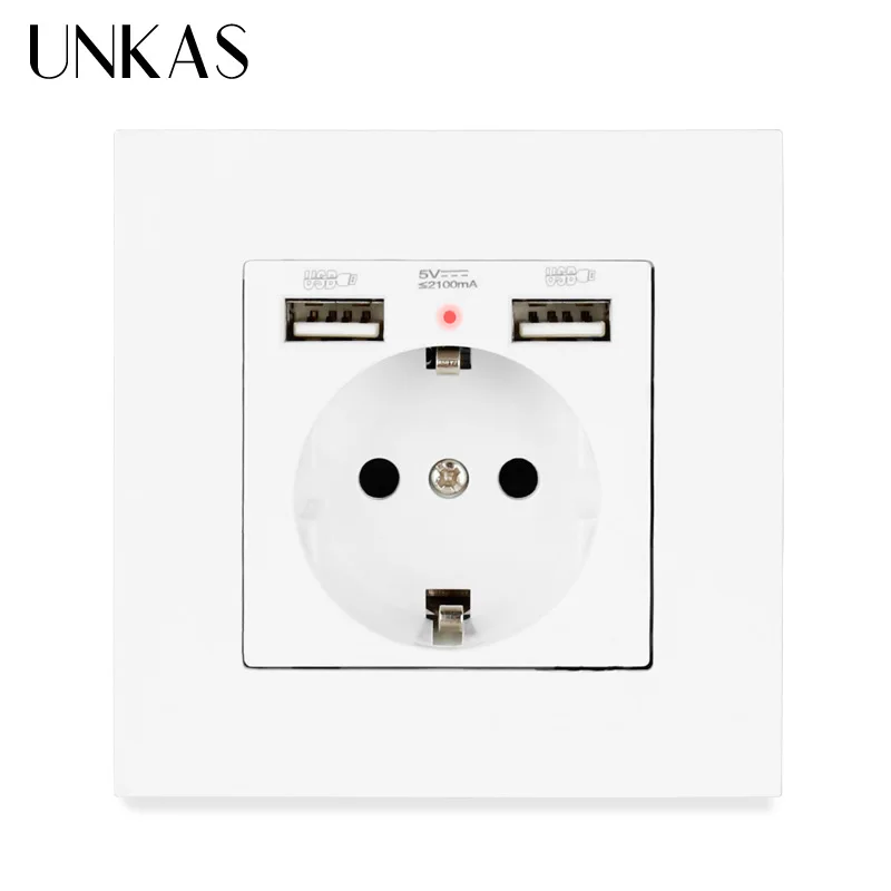 Настенная розетка UNKAS с двумя USB-портами 2 1 А 16 | Строительство и ремонт