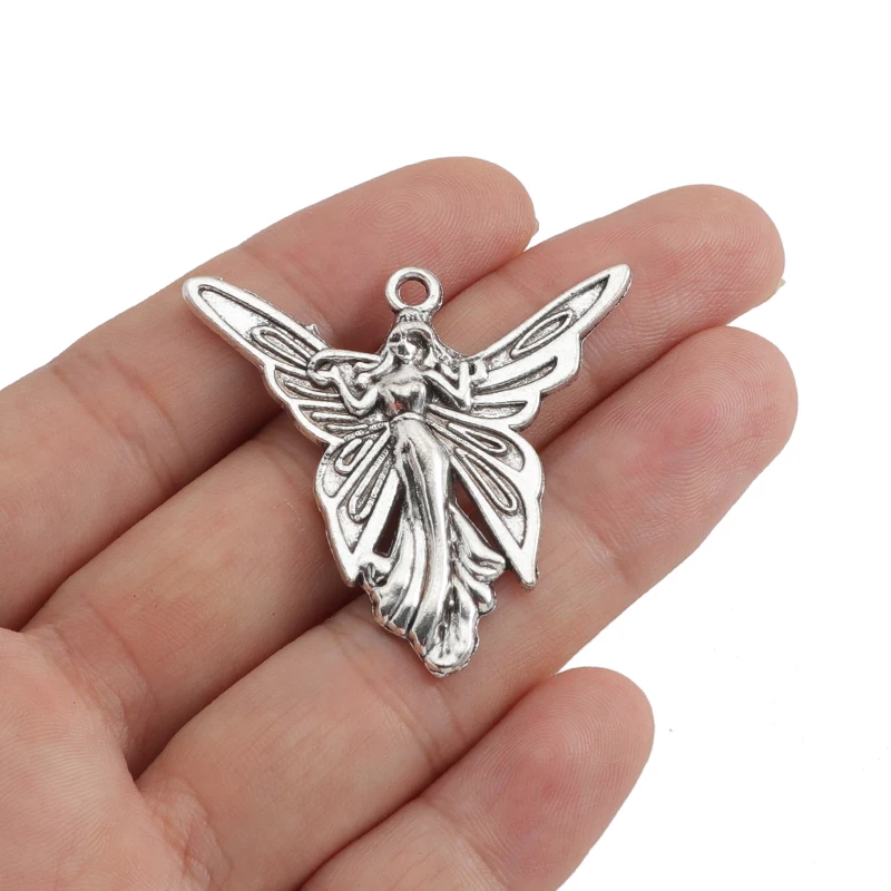 

15PCS Antique Silver Flower Fairy Elf Angel Charms Pendants For Jewelry Making DIY Handmade Necklace Accessories