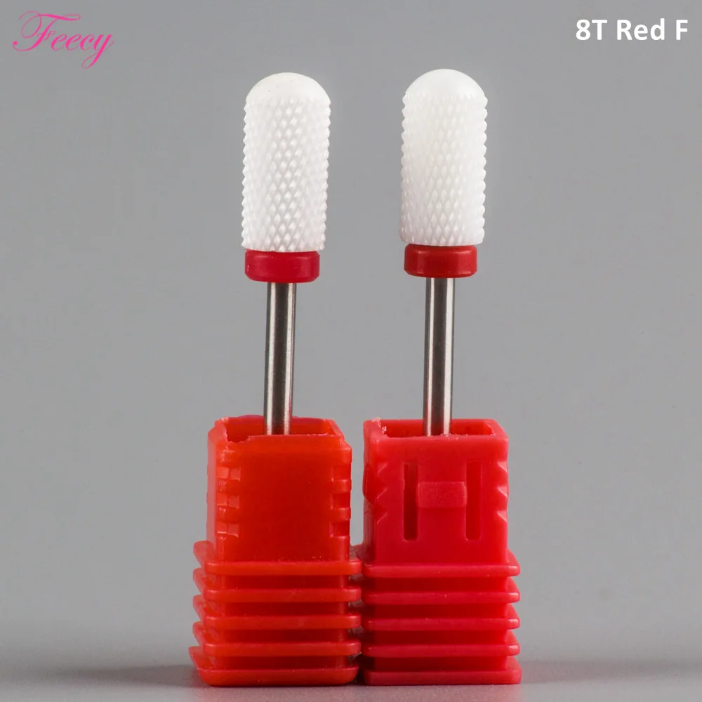 8T Red F 2pcs 2шт Керамическая фреза для маникюрная мельница Фрезы колпачки для педикюра вращающиеся насадки для кутикулы сверла для ногтей файлы, аксессуары - Цвет: 8T Red F 2pcs