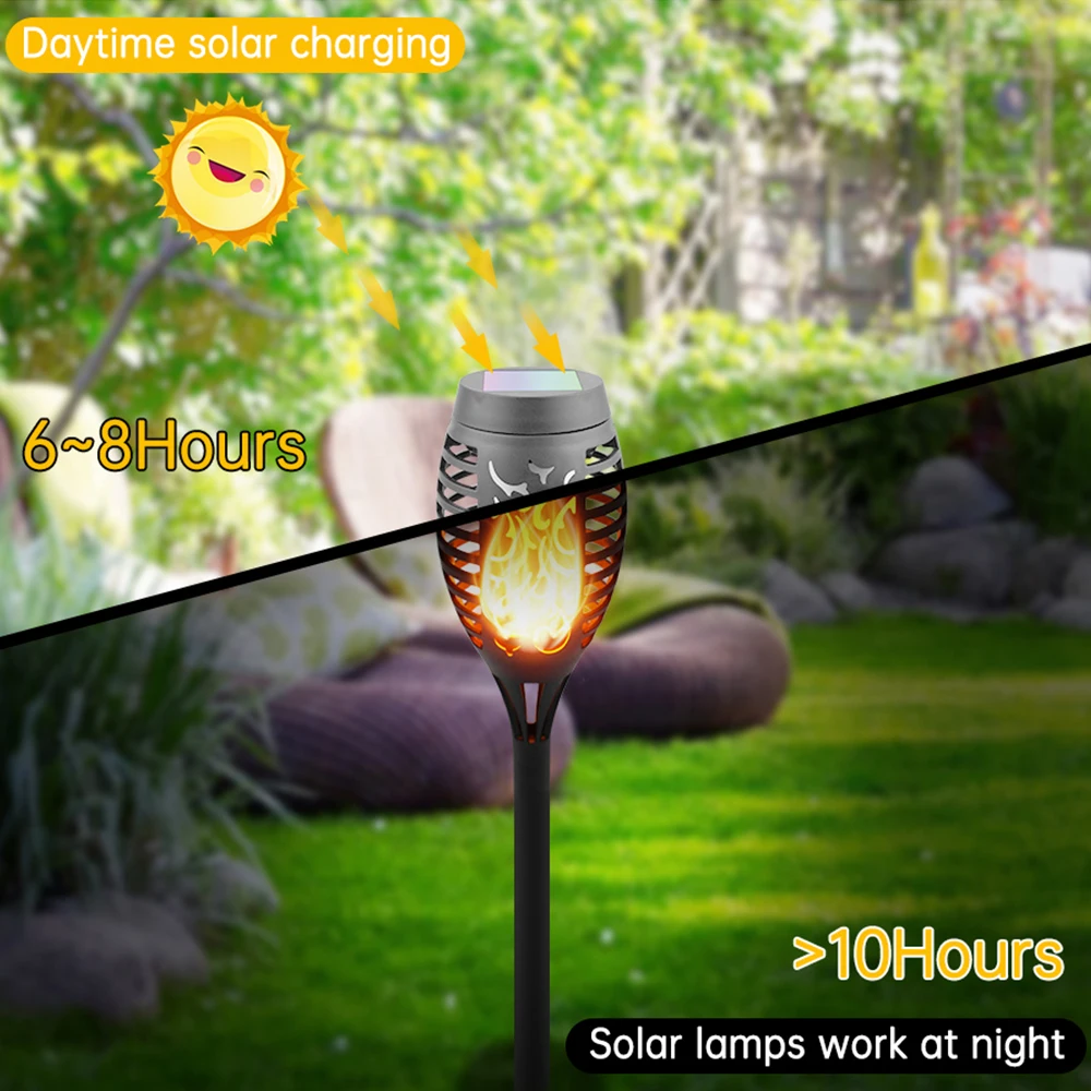 4PCS Solar Flame Torch Light Flickering Waterproof Garden Decor Landscape Lawn Lamp Solar Led Light Outdoor Dropshopping solar powered fairy lights