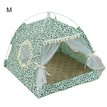 

2019 Portable Foldable Pet Dog Tent House Breathable Print Pet Cat House With Net Outdoor Indoor Mesh Cat Small Dog Tent House