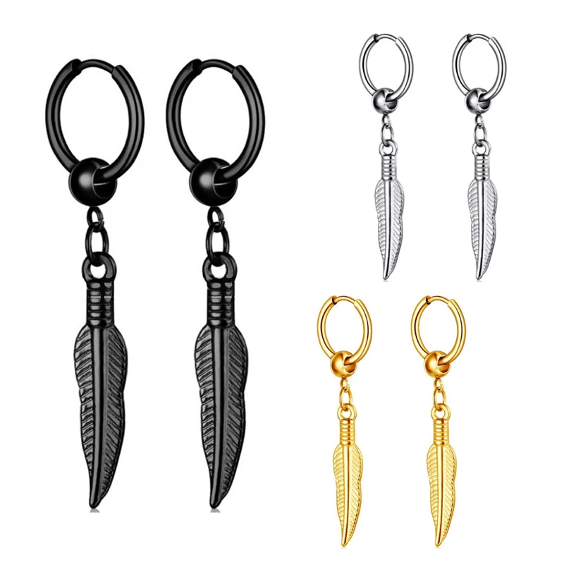 Stud Earrings Dangle Earrings Hoop Earrings Drop Earrings Pendant Earrings Long Earrings Golden Earrings Multi Types Unisex Black Gold Color Stainless Steel Earring For Women Men Punk Gothic Piercing Fake Earrings Jewelry Gift 1 Pair