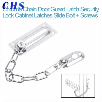 

Sliding Door Lock Chrome Door Lock Chain Bolt Safety Chain Hotel Office Security Chain Gate Cabinet Latches Decorative Hardware