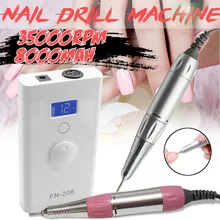 35000 об/мин ЖК-цифровой электрический набор сверл для ногтей, электрическая полировальная машинка для ногтей, ручка, наконечник для удаления омертвевшей кожи, маникюрный аппарат