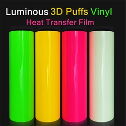 HTV – Film vinyle 3D à transfert de chaleur lumineux, brille dans la nuit, avec dos collant, facile à mauvaises herbes, Photoluminescent thermique, nouveau 