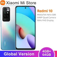 2022 globalna wersja Xiaomi Redmi 10 Smartphone 4GB RAM 64GB ROM MediaTek Helio G88 Octa Core 50MP quad camera 90Hz FHD wyświetlacz 1