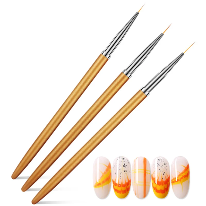 3pcs/lot Fine Hand painted Hook Line Pen Round Tip Watercolor Drawing Brush Pen Manicure nail art Tool