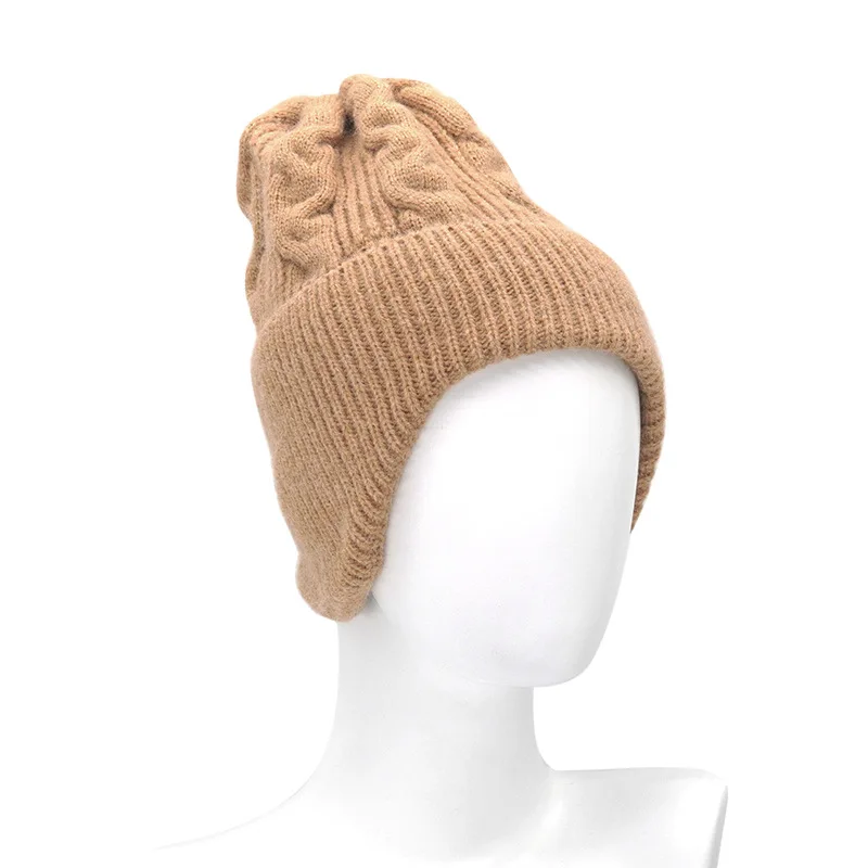 

Autumn and winter knitted hats for men and women to keep warm and thicken earmuffs, woolen caps, solid color hats