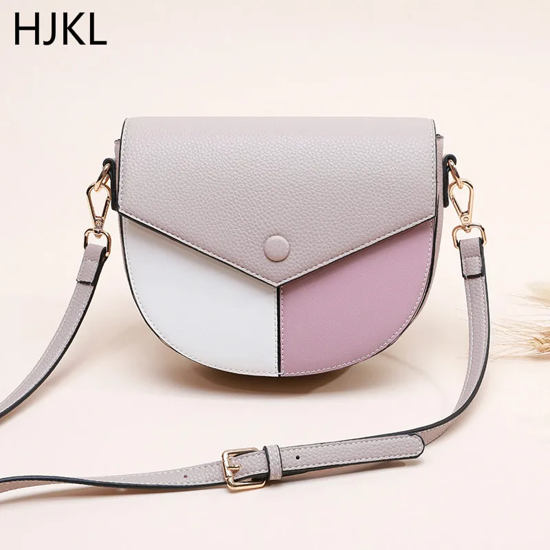 

Female Bag 2019 New Fashion Trend Color Matching Shoulder Slung Saddle Bag Mini High Quality Student Work Temperament Handbag