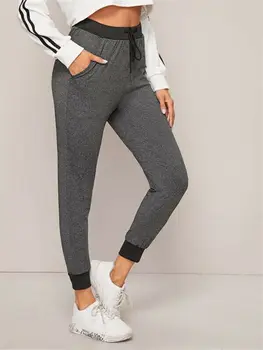 

Women Ladies Loose Casual Solid Sports Pencil Pants Elastic Waist Ankle Length Slim Pants Gym Bodybuilding Trousers