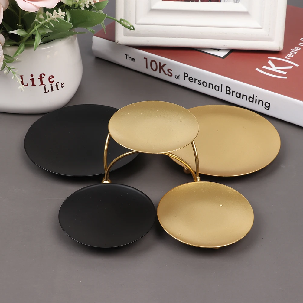 Candle Holders Iron Black Gold Plated Candle Holders Pillar Metal Plate For Wedding Party Festival