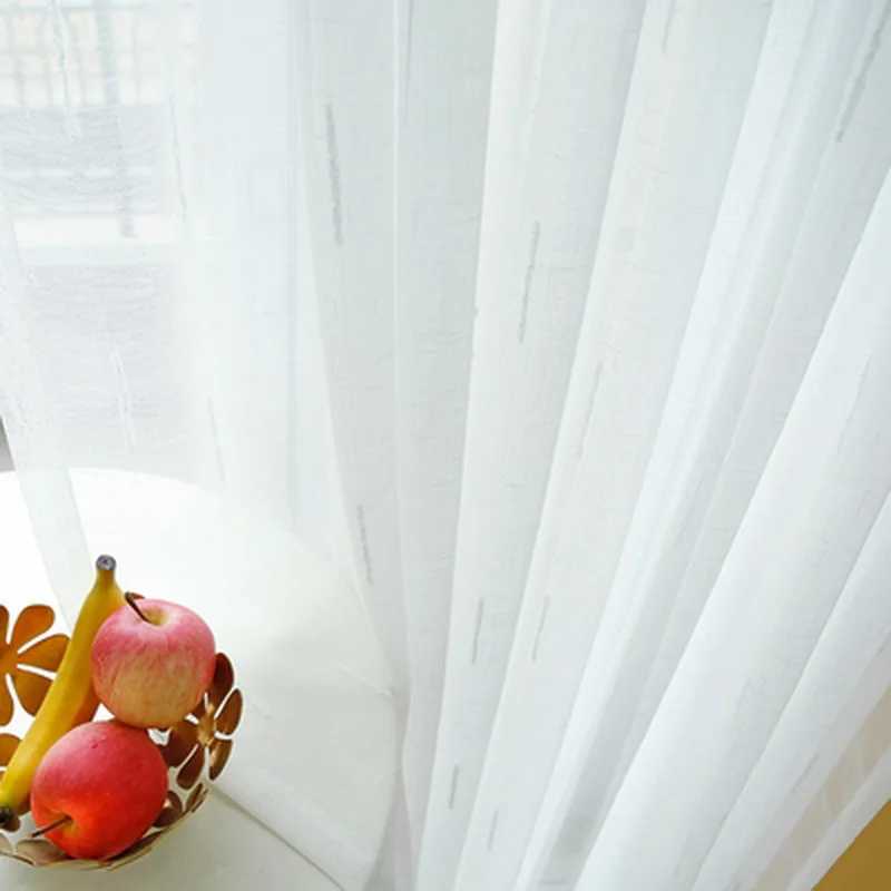 Льняные отвесные шторы для гостиной в деревенском стиле с вышивкой в Вертикальную Полоску эркер панель Tende M202C - Цвет: color 1
