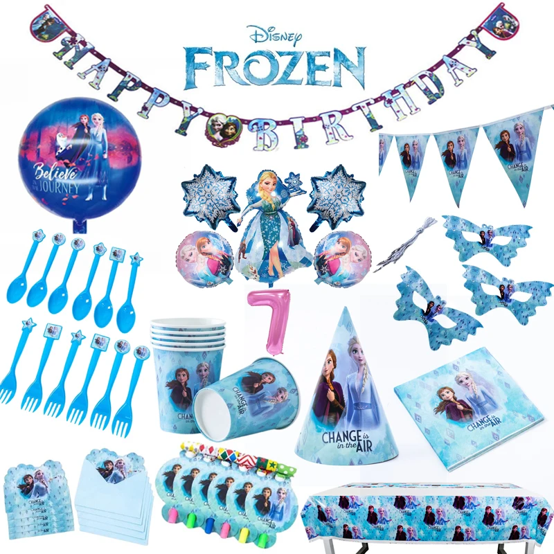 Hilloly 78 PCS Frozen Stoviglie di Compleanno Set Congelato Principesse Party Piatto per la Cena Tovagliolo di Carta Coltello Forchetta Tazza Tovaglia Paglia 10 Persone 