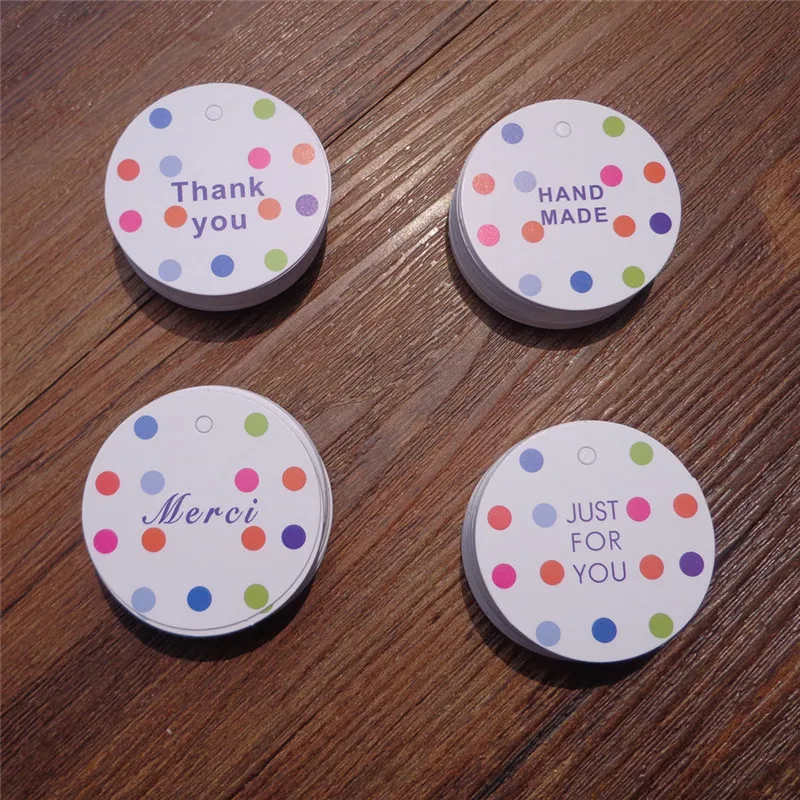 100 шт. бумажные подарочные коробки ярлыки круглые спасибо картонные для