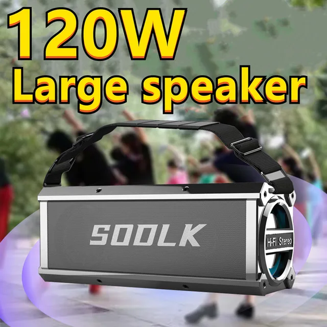 caixa de som 120W high power bluetooth speaker outdoor subwoofer portable wireless waterproof speaker TWS stereo with microphone 2