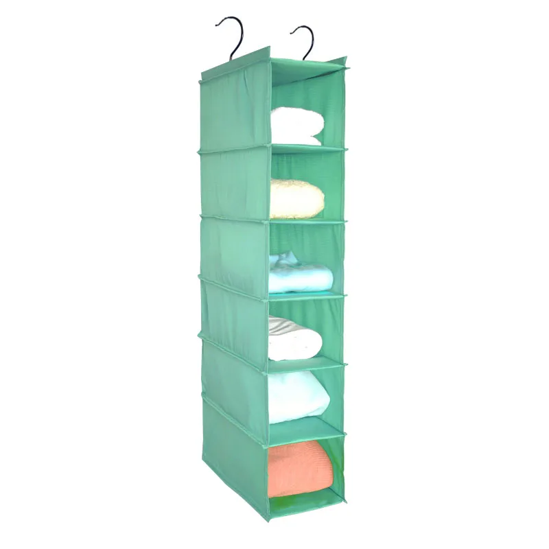 Green 6 layers Home Clothes Storage Bag 3/4/5/6 Layer Wardrobe Hanging Oxford Cloth Washable Extended Bag Organizador For Clothes Bras Socks - Цвет: Green 6 layers