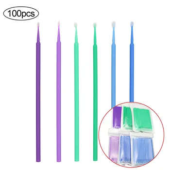 

100PCS Disposable Eyelash Micro Brushes Cleaning Cotton Swabs Microbrush Applicator Wands for Eyelash Extension Removal Tools