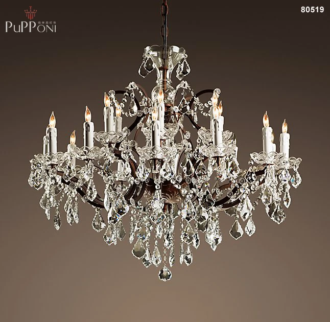 C. ROCOCO железная и прозрачная Хрустальная люстра с кристальным блеском для