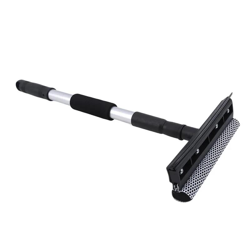 Stainless Steel Retractable Double-side Telescopic Rod Window Cleaner Squeegee Wiper Brush Glass Cleaning Tool