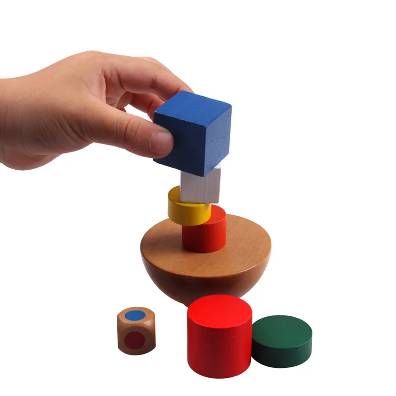 

Creative Toys Colorful Wooden Building Blocks Toy Stack Shape and Educational Toys for Children Balance Training Game for baby