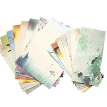 Lot de 6 enveloppes et lettres Vintage pièces/ensemble, papier artisanal pour peinture chinoise, fleurs de Lotus, lettres d'invitation, papeterie
